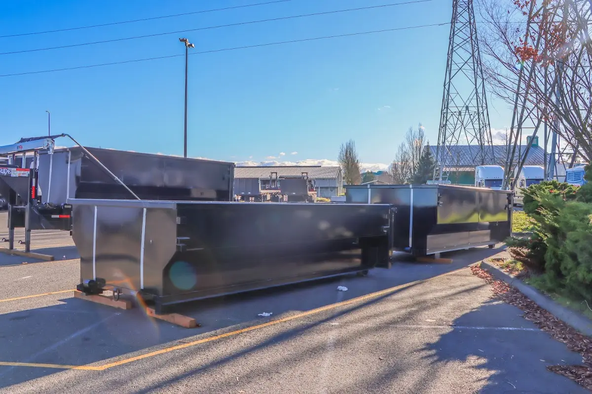 Roll-off dumpster ready for waste disposal at job site for 12 Yard Dumpster Rental in Menasha